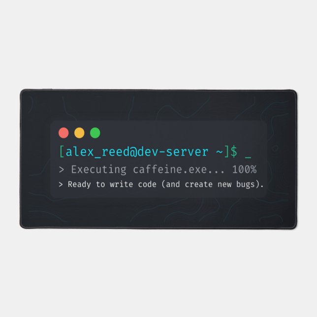 Custom Developer Terminal Desk Mat | Topo Cyberpun (Front)