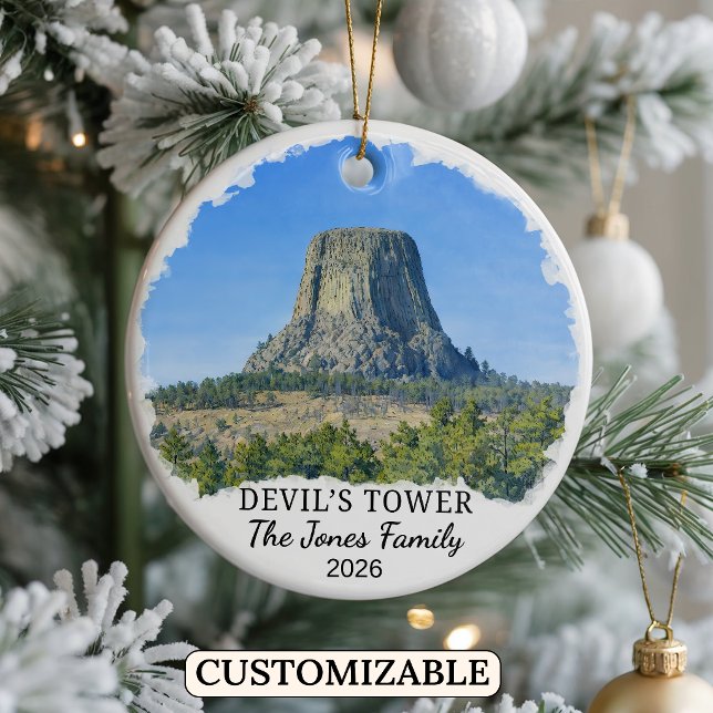 Custom Devil’s Tower National Monument, Wyoming Ceramic Tree Decoration (Creator Uploaded)