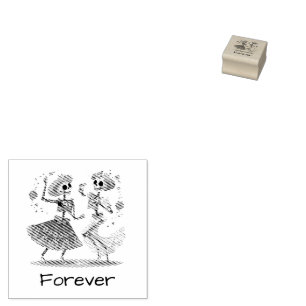 Custom Día de los Muertos Dancing Skeleton Couple Rubber Stamp