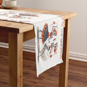 Custom Día de los Muertos Dancing Skeleton Couple Short Table Runner