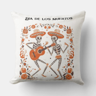 Custom Día de los Muertos Mariachi Skeletons Cushion