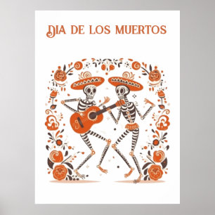 Custom Día de los Muertos Mariachi Skeletons Poster