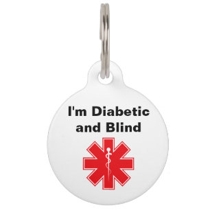 Custom Diabetic Blind Dog Cat Alert ID Pet Tag