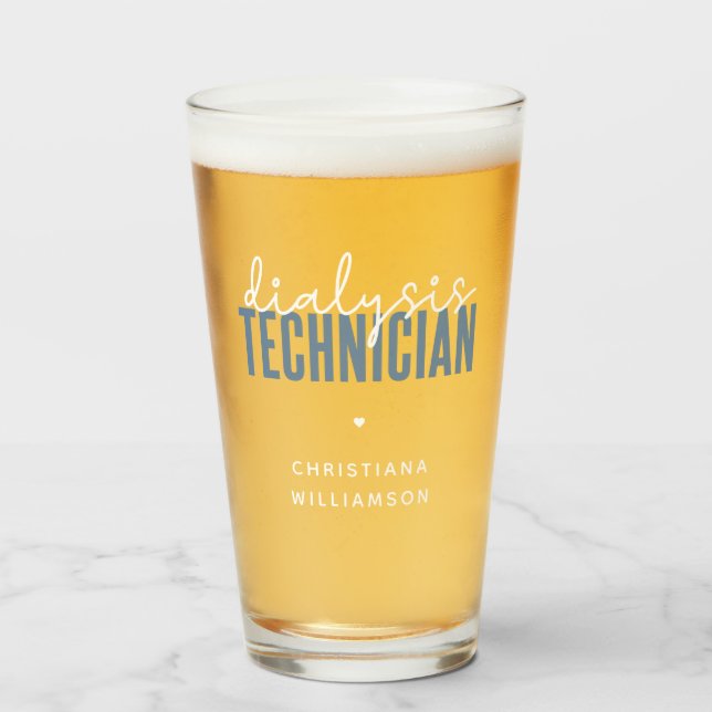 Custom Dialysis Technician | Nephrology Tech Gifts Glass (Front Filled)