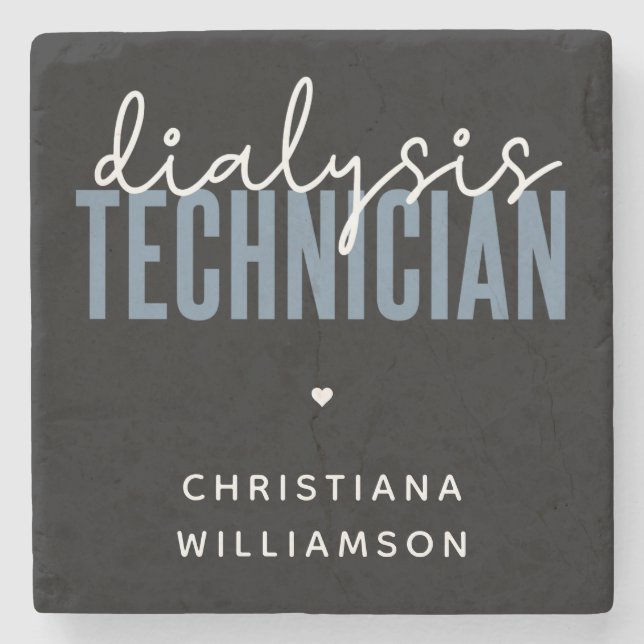 Custom Dialysis Technician | Nephrology Tech Gifts Stone Coaster (Front)