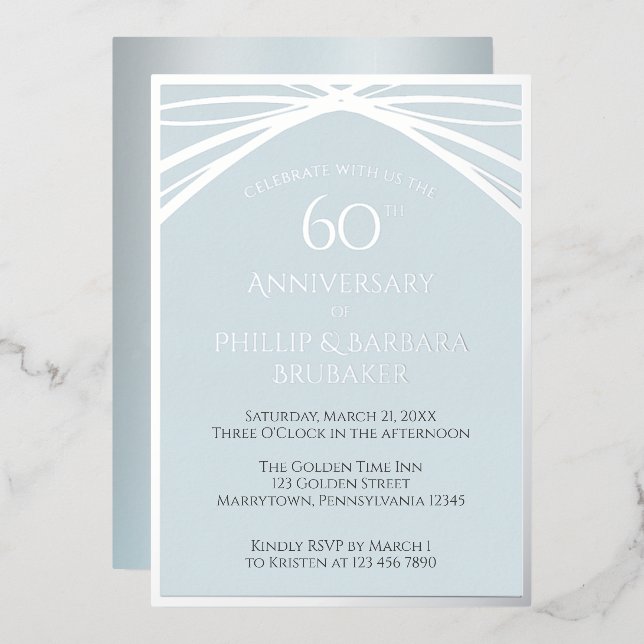 Custom Diamond 60th Wedding Anniversary Party (Front/Back)