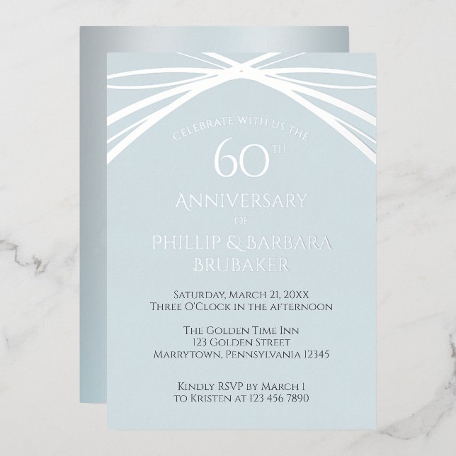 Custom Diamond 60th Wedding Anniversary Party (Front/Back)