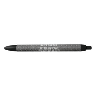 Custom Diamond Plate Black Ink Pen
