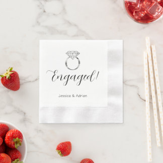 Custom Diamond Ring Engagement Party Napkin