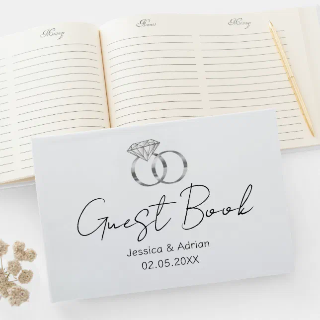 Custom Diamond Wedding Rings Guest Book 