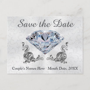 Custom Diamond Wedding Save the Date Post Cards