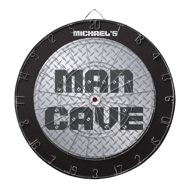 Custom Diamondplate Look Man Cave Dartboard (Front)