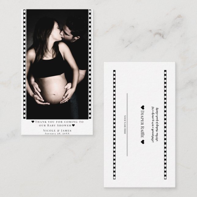Custom Diaper Raffle Baby Shower Photo Prize Cards (Front/Back)