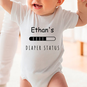 Custom Diaper status Funny Baby Bodysuit