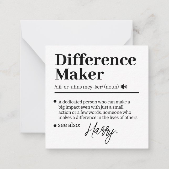Custom Difference Maker, Mentor Appreciation Gift  Card (Front)
