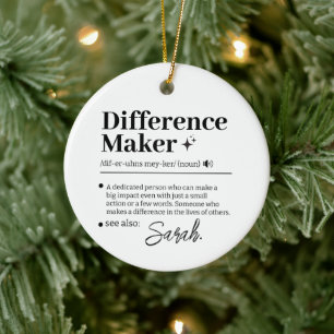 Custom Difference Maker, Mentor Appreciation Gift Ceramic Tree Decoration