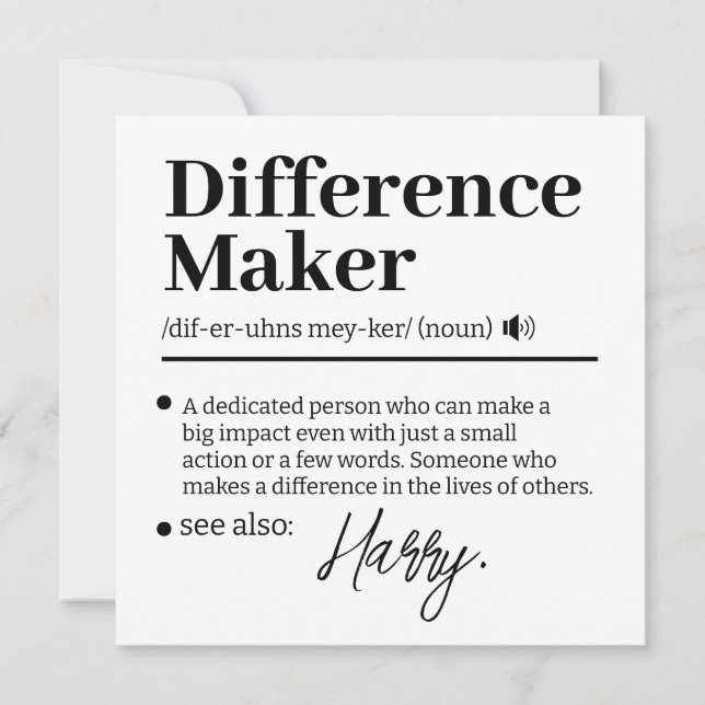 Custom Difference Maker, Mentor Appreciation Gift  Holiday Card (Front)