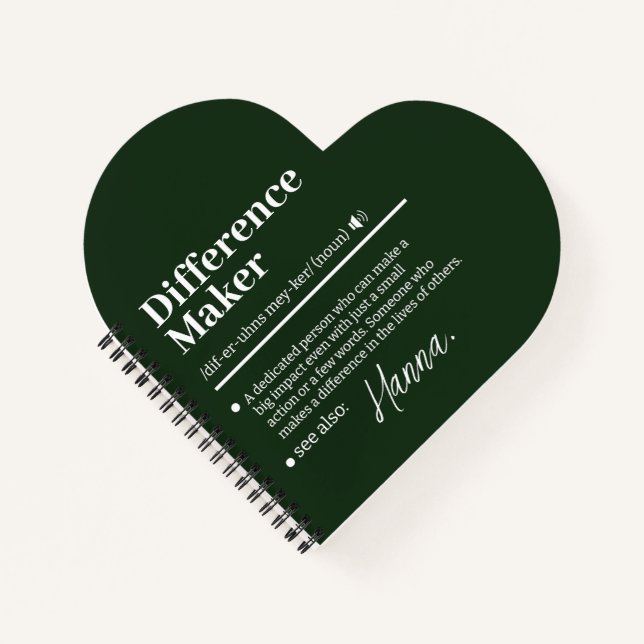 Custom Difference Maker, Mentor Appreciation Gift  Notebook (Front)