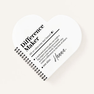 Custom Difference Maker, Mentor Appreciation Gift Notebook