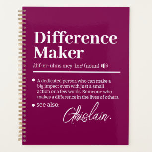 Custom Difference Maker, Mentor Appreciation Gift  Planner