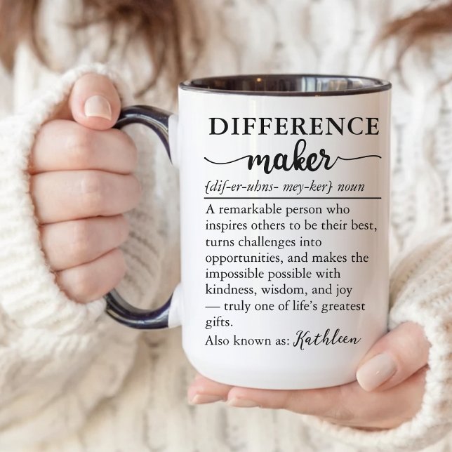 Custom “Difference Marker” Mug for Teacher or Boss (Custom Thank You Gift for Mentors, Teachers, Leaders & Bosses, Farewell Appreciation Gift Mug, )