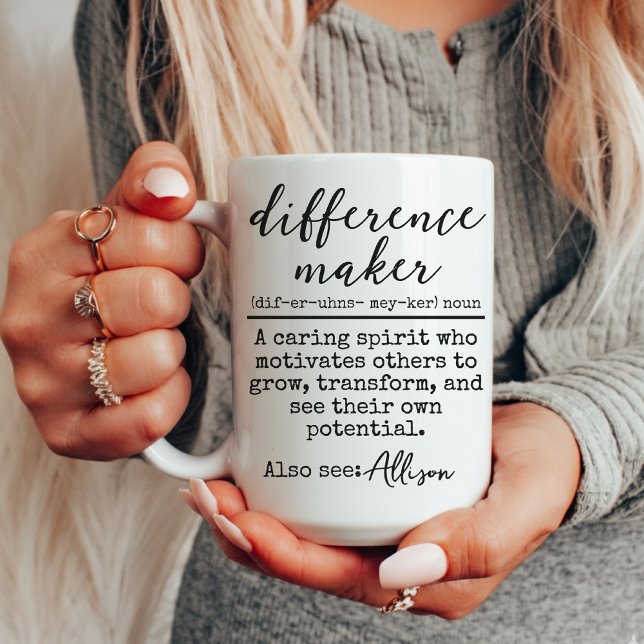 Custom ‘Difference Marker’ Thank You Mug for Boss (best teacher mug, employee appreciation gift, volunteer thank you gift, meaningful thank you gift,)