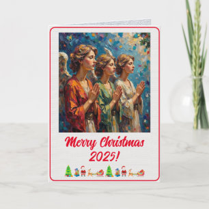 Custom Digital 3 Christmas Angels Oil Painting Card