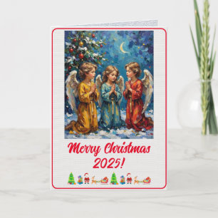 Custom Digital Children Xmas Angels Oil Painting Card
