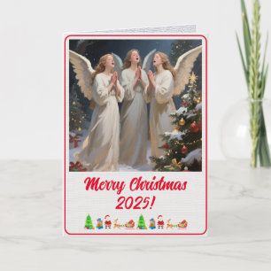 Custom Digital Christmas Angels Painting Xmas Card