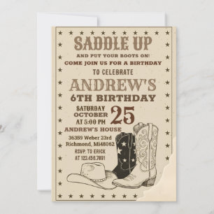 Custom Digital Cowboy Wild West Birthday Invitation