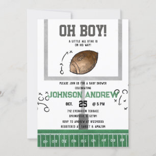 Custom Digital Football Baby Shower Invitation