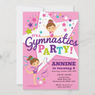 Custom Digital Gymnastics Birthday Invitation