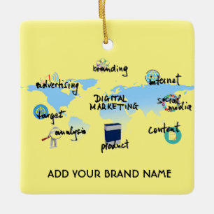 Custom Digital Marketing Ceramic Square Ornament