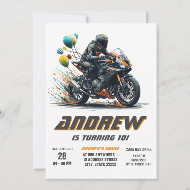 Custom digital Motocross Dirt boy Biker Birthday  Invitation (Front)