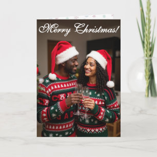 Custom Digital Simple Single Photo Folded Xmas Card