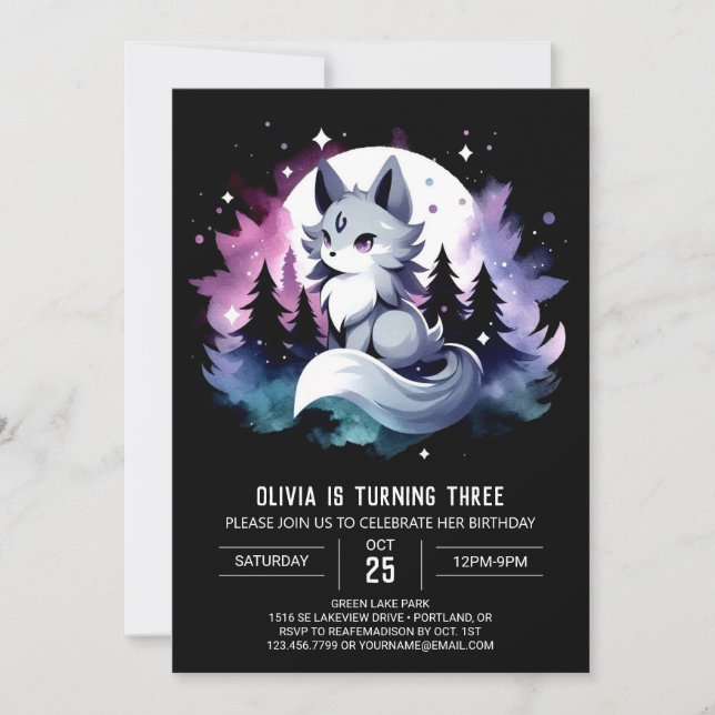 Custom Digital Wolf Birthday Invitation (Front)