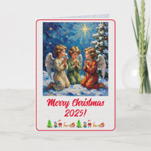 Custom Digital Xmas Child Angels Oil Painting Card