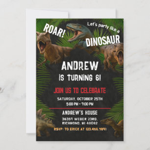 Custom Dino Boy Dinosaur birthday party Invitation