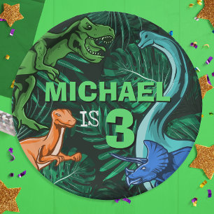 Custom Dino Trex Jurassic Boy Dinosaur Birthday Paper Plate