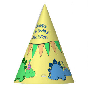 Custom Dinosaur Boy's Happy Birthday Party Hat