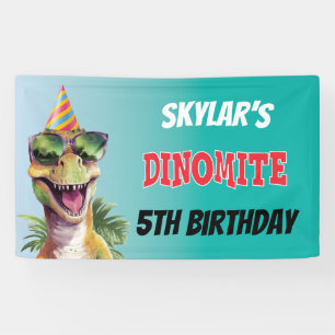 Custom Dinosaur Dinomite Monogram 5th Birthday Banner