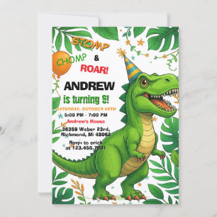 Custom Dinosaur T-rex boy birthday party Invitation