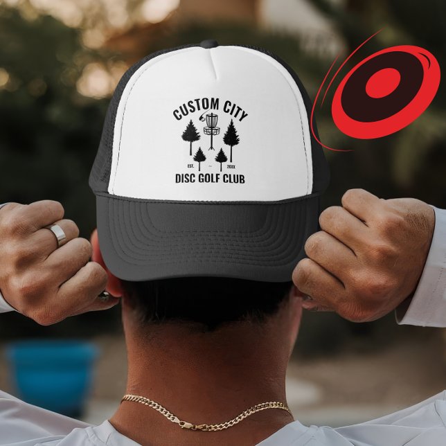 Custom Disc Golf Club & City Name Gift for Players Trucker Hat (Creator Uploaded)