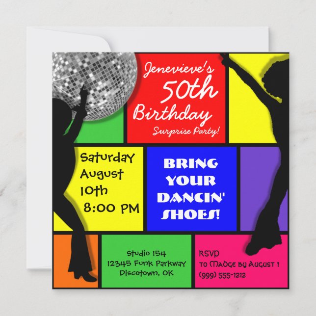 Custom Disco Birthday Party Invitations (Front)