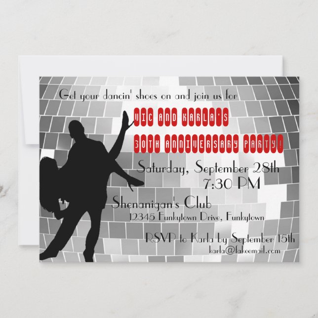 Custom Disco Couple Party Invitations (Front)