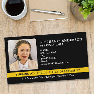 Custom Dispatcher Photo 911 Police Fire Emergency Business Card