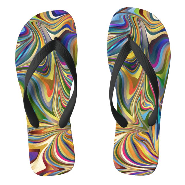Custom Distorted Psychedelic Flip Flops (Footbed)