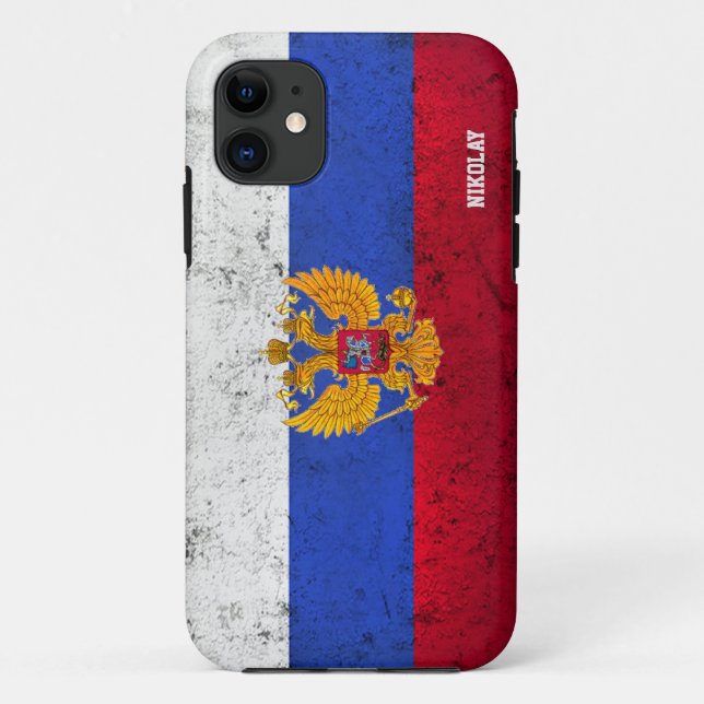 Custom Distressed Russian Flag iPhone Case (Back)
