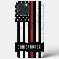 Custom Distressed Thin Red Line Flag Firefighter