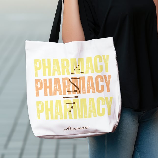 Custom Distressed Typography Pharmacy Tote Bag (Creator Uploaded)